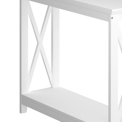 Oikiture 2-Tier Console Table X-Design Wooden White-Console Tables-PEROZ Accessories