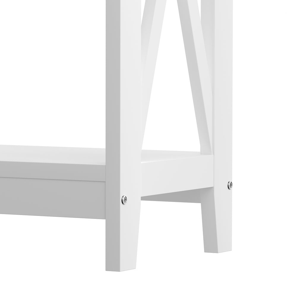 Oikiture 2-Tier Console Table X-Design Wooden White-Console Tables-PEROZ Accessories