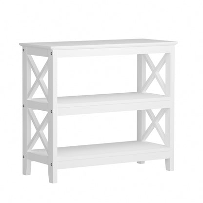 Oikiture 3-Tier Console Table X-Design Wooden White-Console Tables-PEROZ Accessories