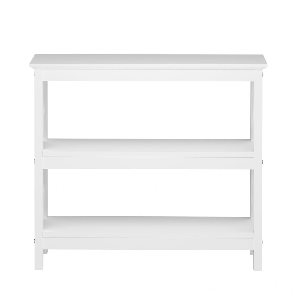 Oikiture 3-Tier Console Table X-Design Wooden White-Console Tables-PEROZ Accessories