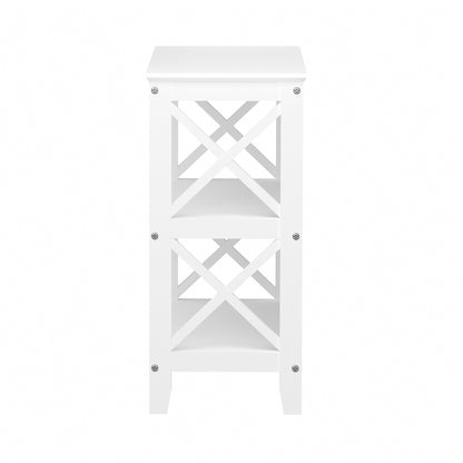 Oikiture 3-Tier Console Table X-Design Wooden White-Console Tables-PEROZ Accessories