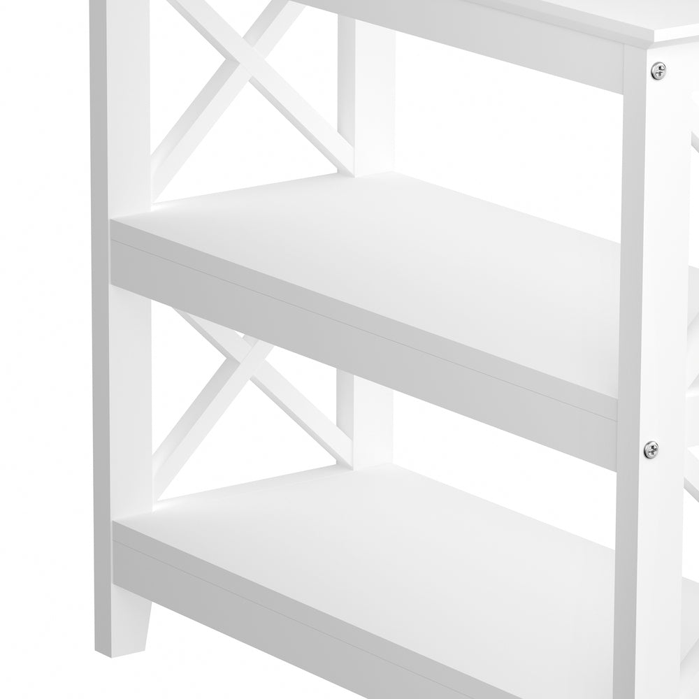 Oikiture 3-Tier Console Table X-Design Wooden White-Console Tables-PEROZ Accessories