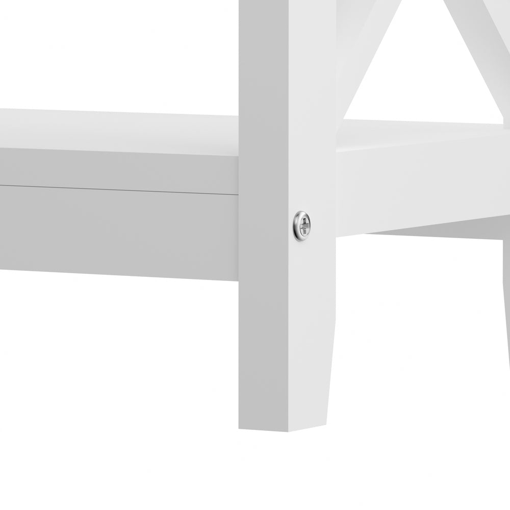 Oikiture 3-Tier Console Table X-Design Wooden White-Console Tables-PEROZ Accessories