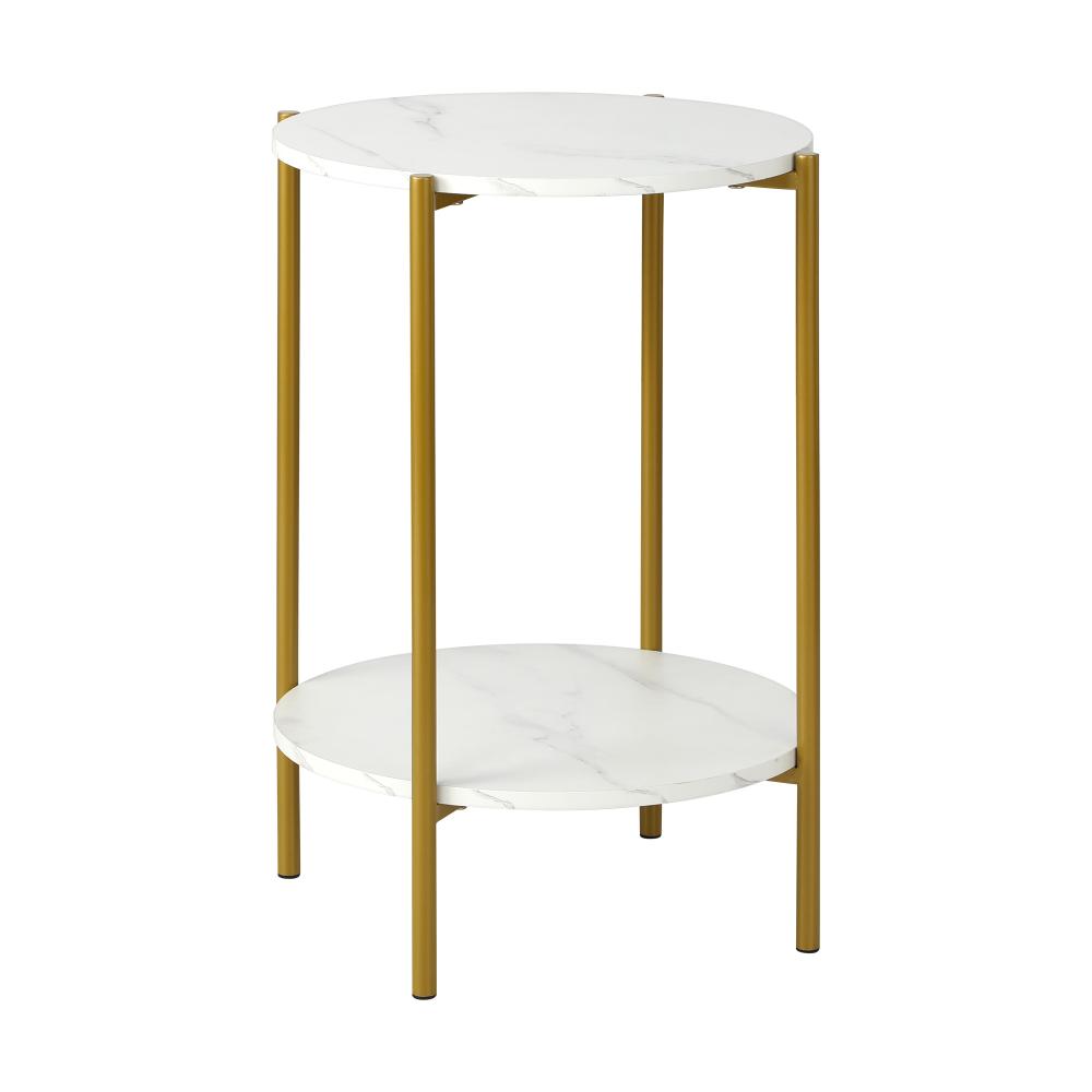 End Table, Oikiture Round Side Table Coffee Table 2 Tier Bedside Table-Bedside Tables-PEROZ Accessories