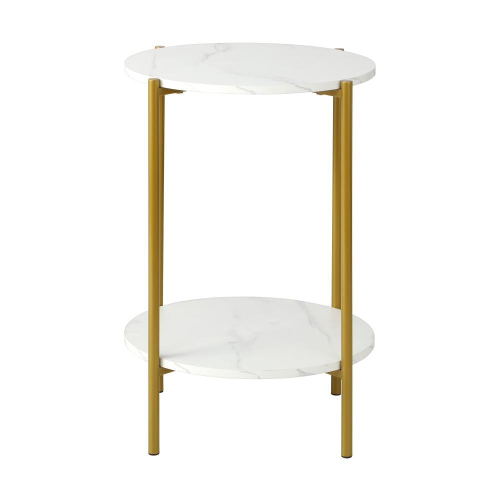 End Table, Oikiture Round Side Table Coffee Table 2 Tier Bedside Table-Bedside Tables-PEROZ Accessories