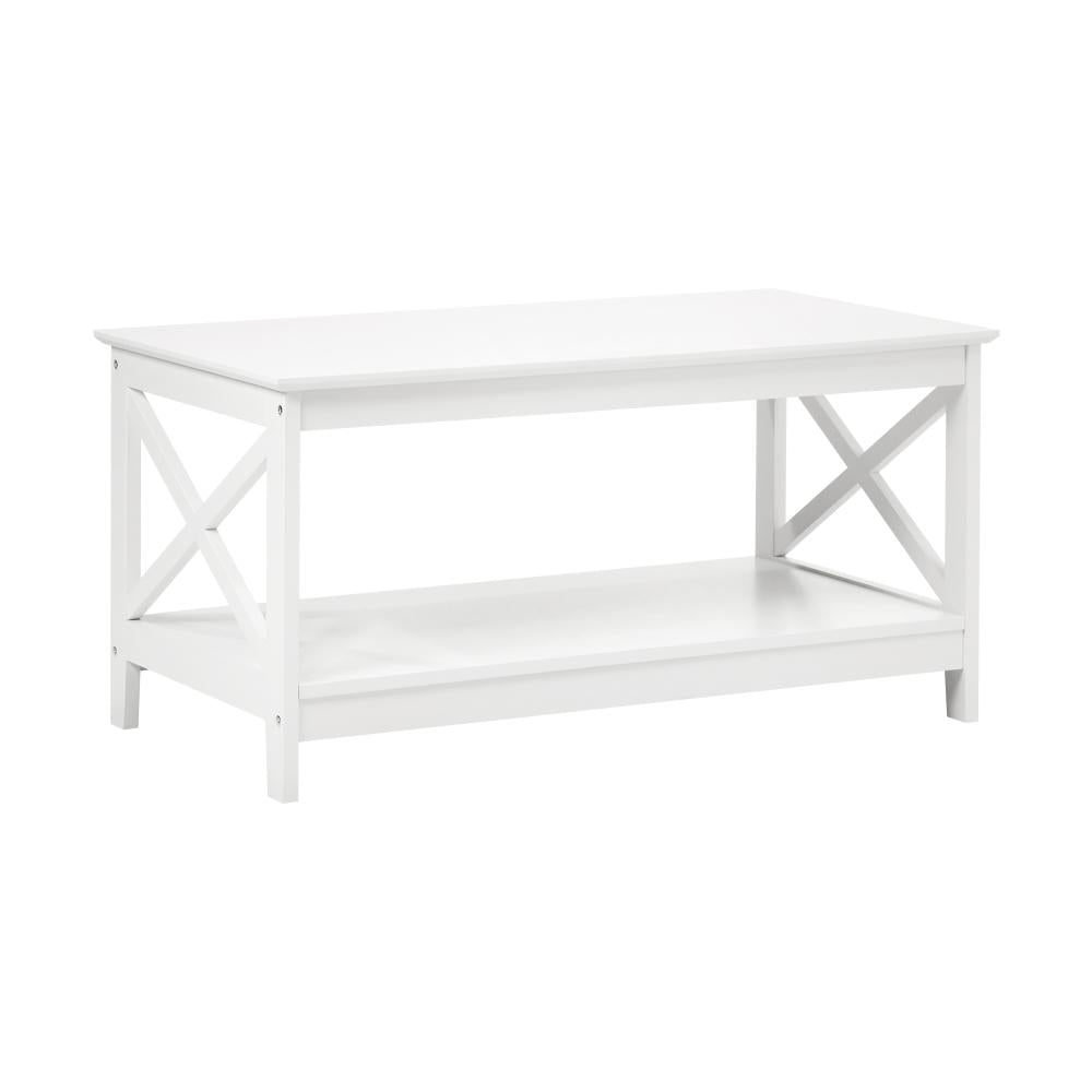 Oikiture Coffee Table Storage Rack 2-Tier White-Coffee Tables-PEROZ Accessories