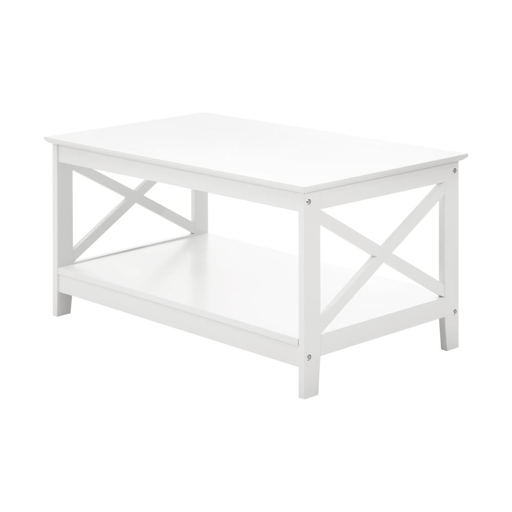 Oikiture Coffee Table Storage Rack 2-Tier White-Coffee Tables-PEROZ Accessories