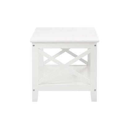 Oikiture Coffee Table Storage Rack 2-Tier White-Coffee Tables-PEROZ Accessories