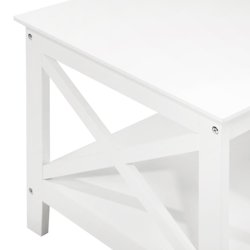 Oikiture Coffee Table Storage Rack 2-Tier White-Coffee Tables-PEROZ Accessories