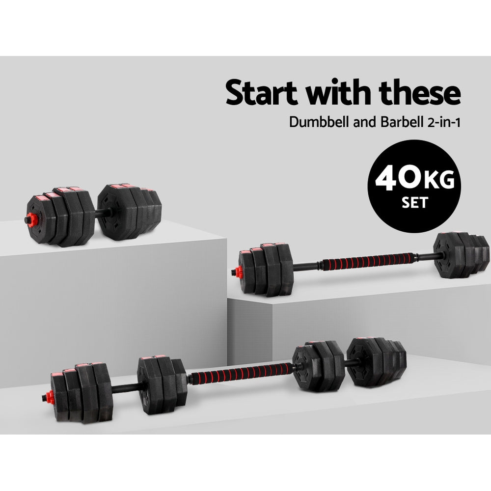 Everfit 40kg Dumbbells Barbell Set Adjustable Dumbbell Weight Lifting-Sports &amp; Fitness &gt; Exercise, Gym &amp; Fitness &gt; Free Weights-PEROZ Accessories