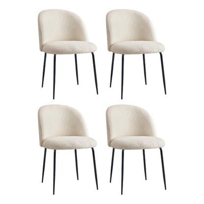 Oikiture 4x Dining Chairs Kitchen Upholstered Sherpa White-Dining Chairs-PEROZ Accessories