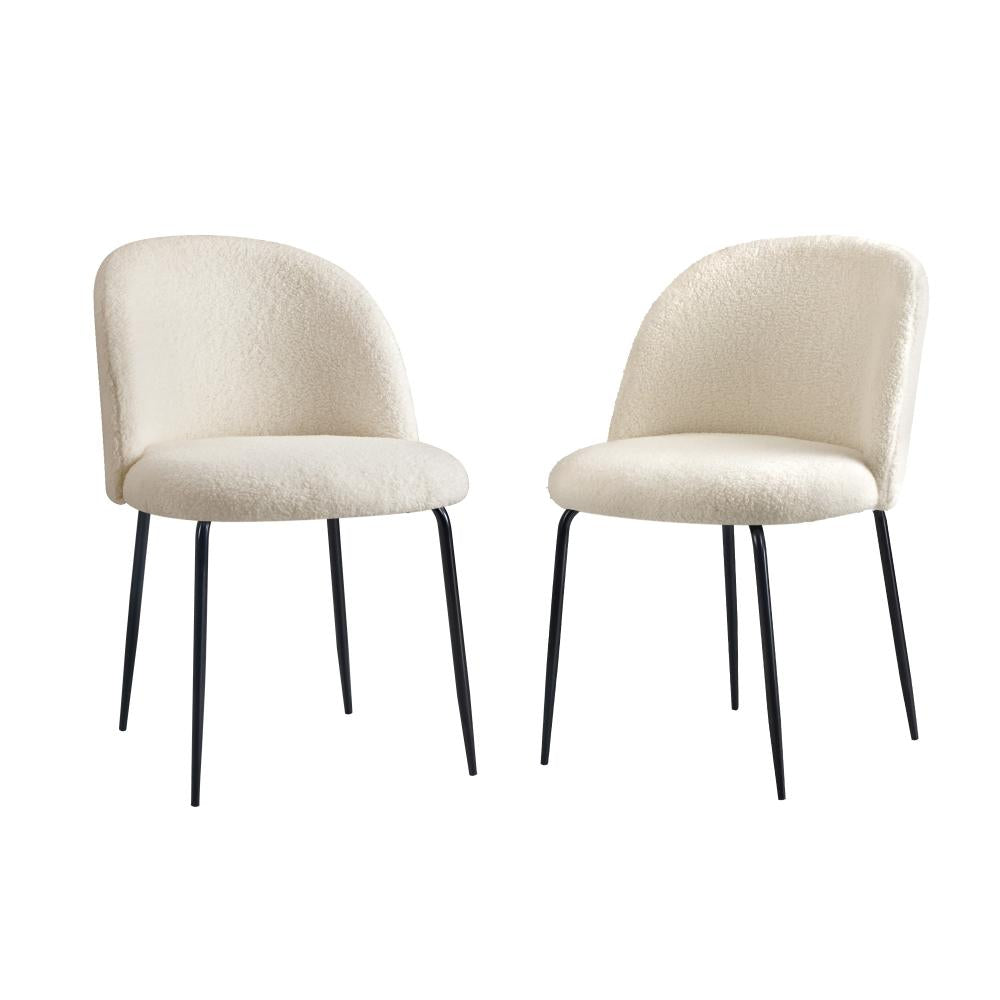 Oikiture 4x Dining Chairs Kitchen Upholstered Sherpa White-Dining Chairs-PEROZ Accessories