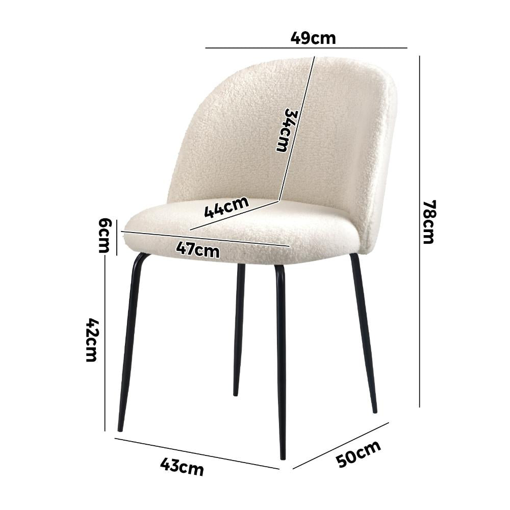 Oikiture 4x Dining Chairs Kitchen Upholstered Sherpa White-Dining Chairs-PEROZ Accessories