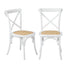 Oikiture 2PCS Crossback Dining Chair Solid Wood Ratan Seat White-Dining Chairs-PEROZ Accessories