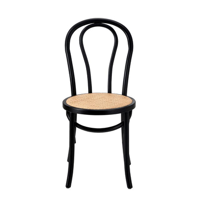 Oikiture Dining Chair Solid Wooden Chairs Ratan Seat Black-Dining Chairs-PEROZ Accessories