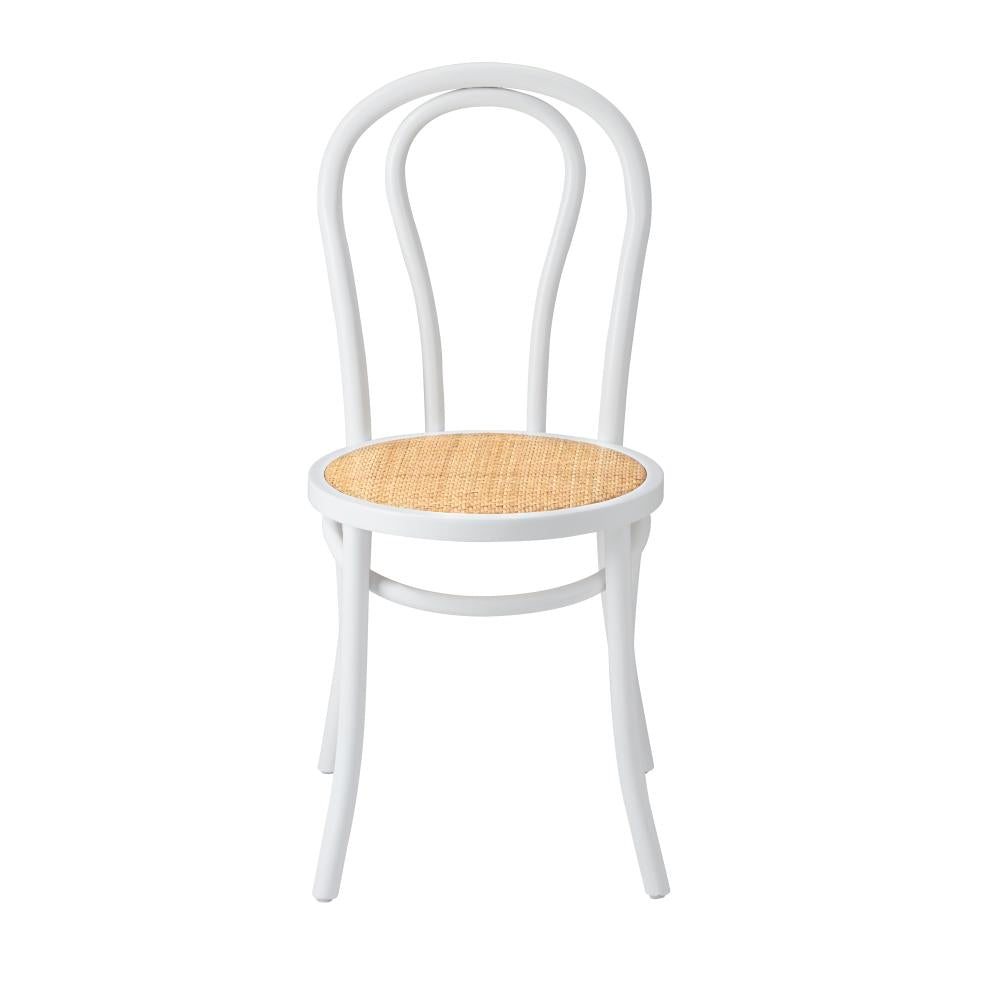 Oikiture 2PCS Wooden Dining Chair Ratan Seat White-Dining Chairs-PEROZ Accessories