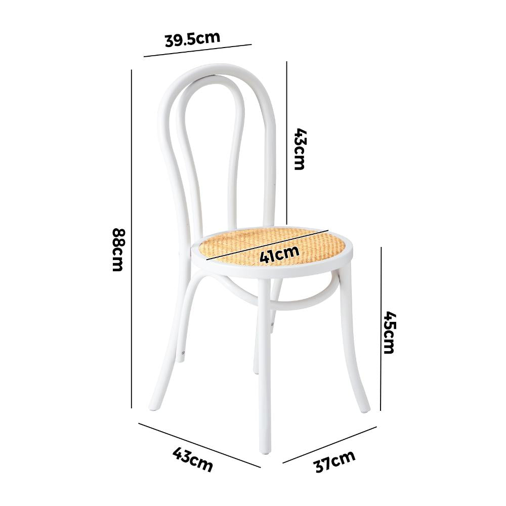 Oikiture 2PCS Wooden Dining Chair Ratan Seat White-Dining Chairs-PEROZ Accessories