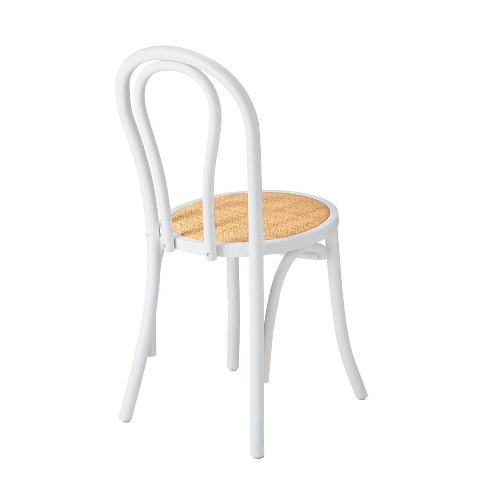 Oikiture 2PCS Wooden Dining Chair Ratan Seat White-Dining Chairs-PEROZ Accessories