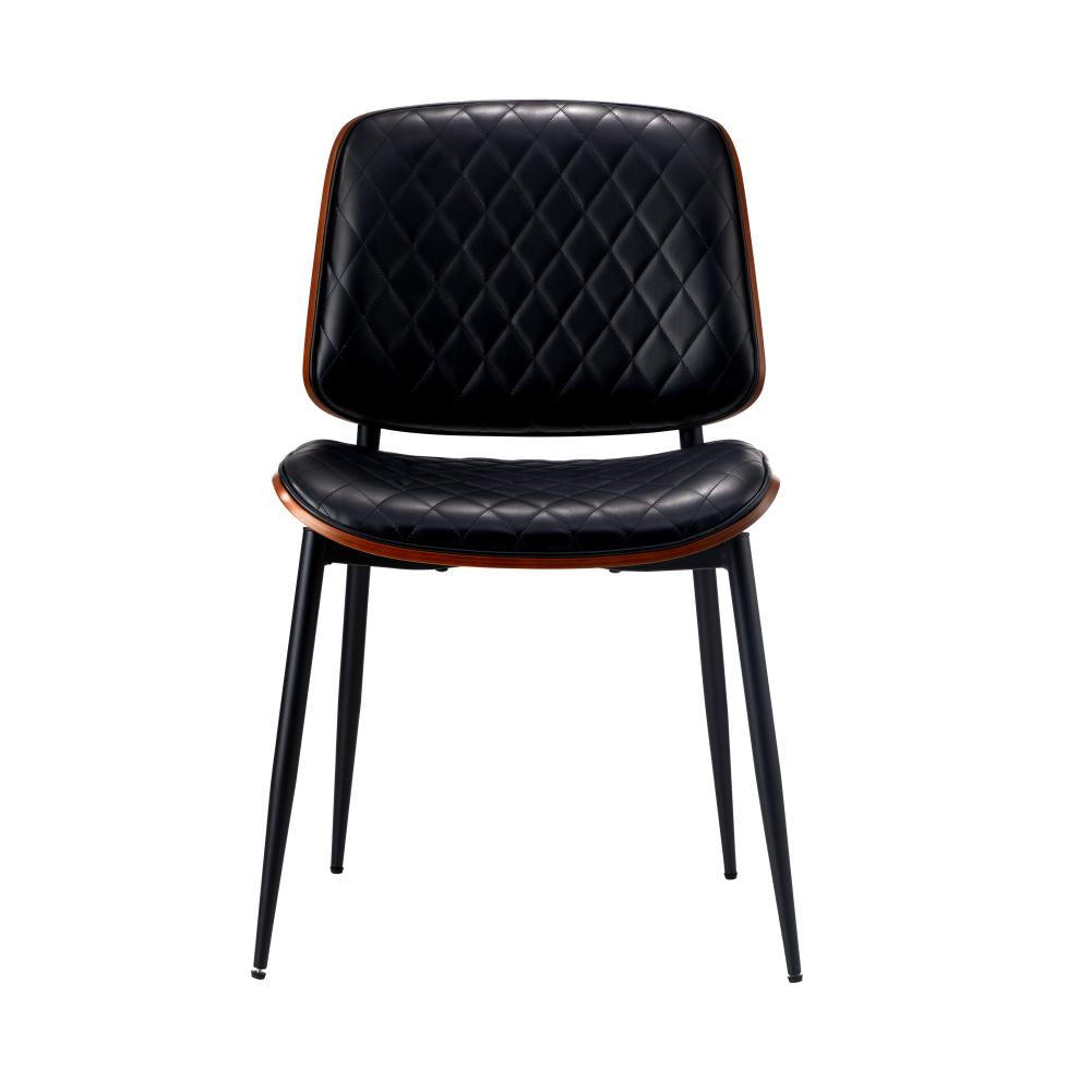 Oikiture 2x Dining Chairs Leather Seat Metal Legs Black-Dining Chairs-PEROZ Accessories