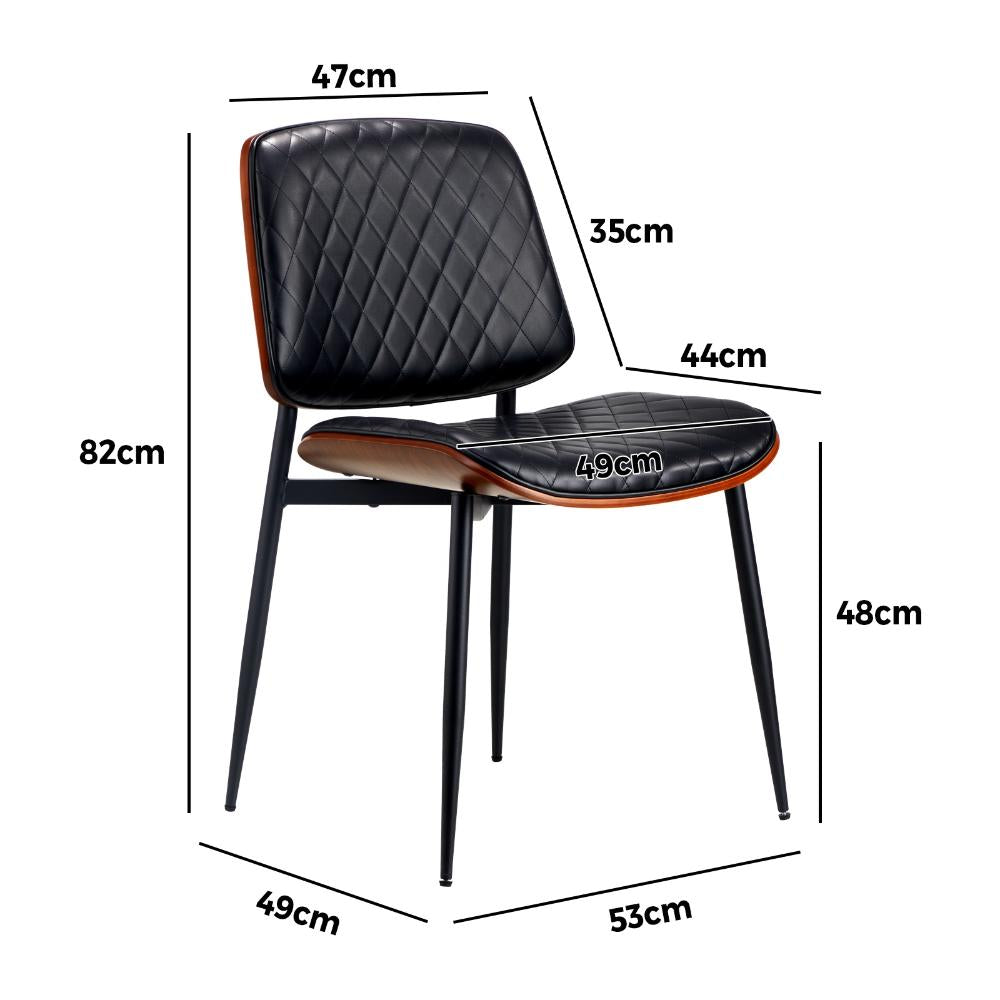 Oikiture 2x Dining Chairs Leather Seat Metal Legs Black-Dining Chairs-PEROZ Accessories