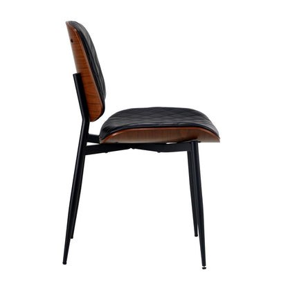 Oikiture 2x Dining Chairs Leather Seat Metal Legs Black-Dining Chairs-PEROZ Accessories