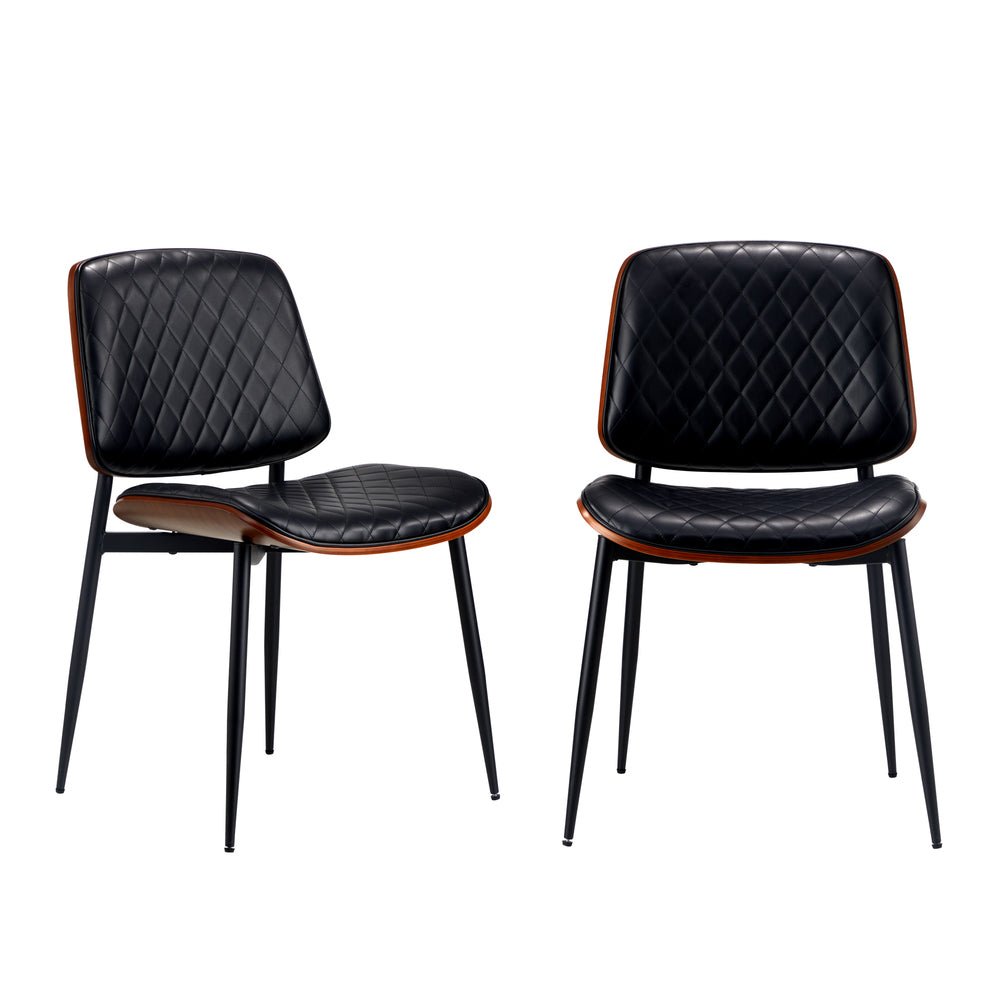 Oikiture 6x Dining Chairs Leather Wooden Metal Legs Black-Dining Chairs-PEROZ Accessories