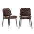 Oikiture 2x Dining Chairs Leather Seat Metal Legs Walnut-Dining Chairs-PEROZ Accessories