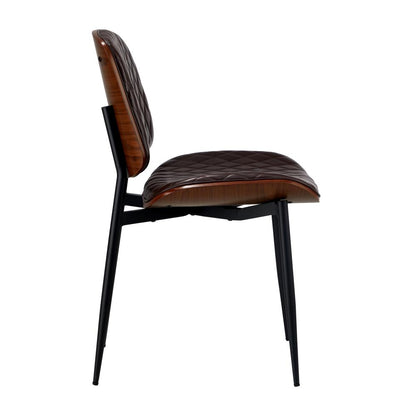 Oikiture 2x Dining Chairs Leather Seat Metal Legs Walnut-Dining Chairs-PEROZ Accessories