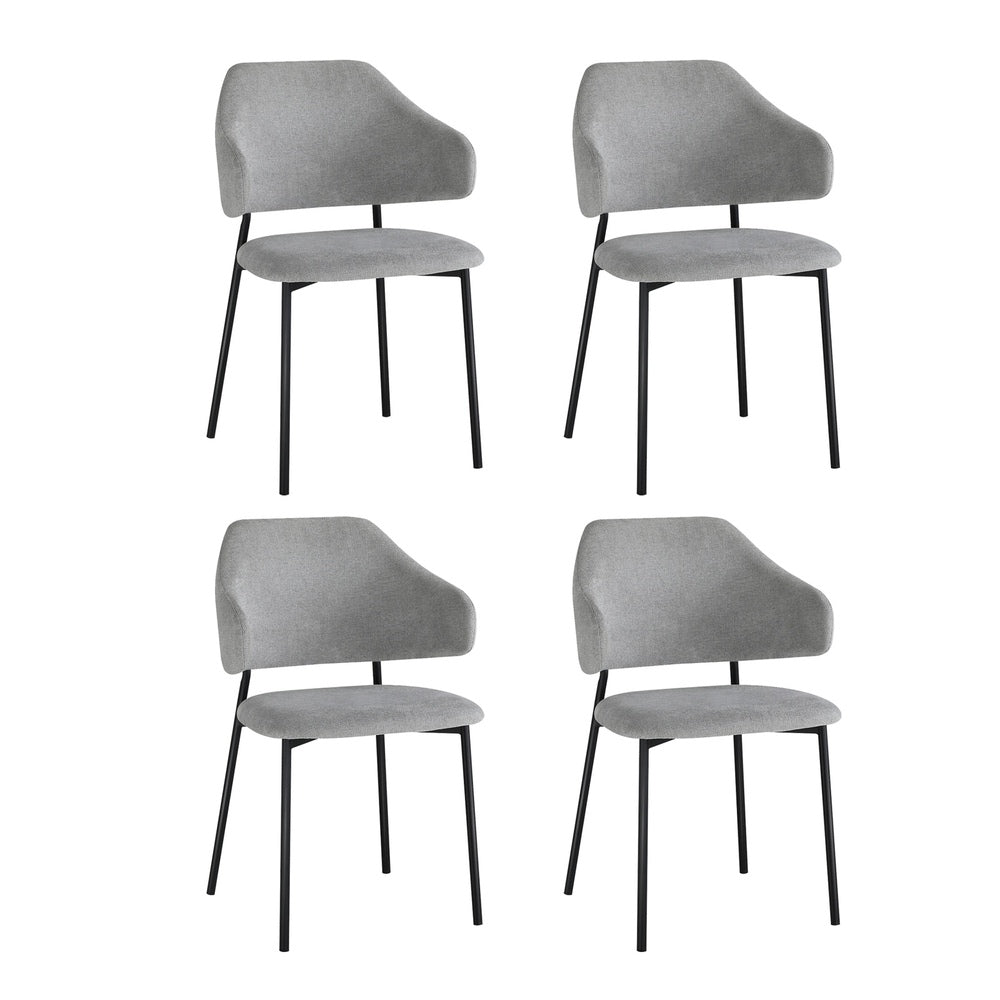 Oikiture 4x Dining Chairs Tub Fabric Grey&amp;Black-Dining Chairs-PEROZ Accessories