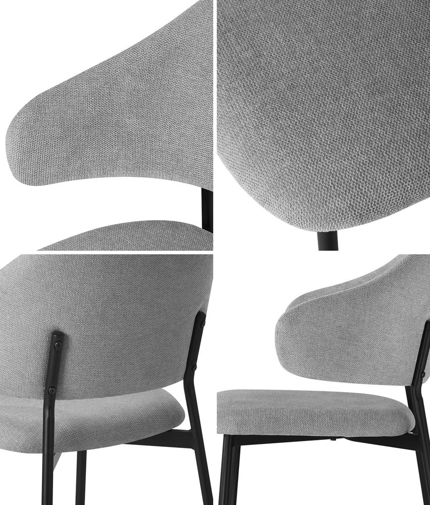 Oikiture 4x Dining Chairs Tub Fabric Grey&amp;Black-Dining Chairs-PEROZ Accessories