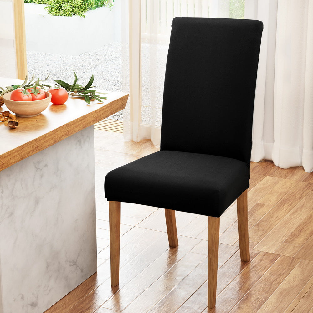 Artiss Dining Chair Covers 4x Slipcovers Spandex Stretch Banquet Wedding Black-Furniture &gt; Bar Stools &amp; Chairs-PEROZ Accessories