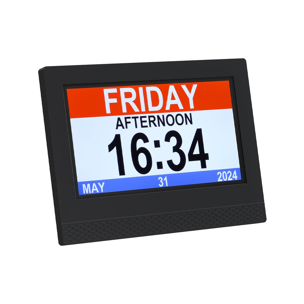 Artiss 7&quot; Digital Day Clock Calendar Alarm Black-Home &amp; Garden &gt; Home &amp; Garden Others-PEROZ Accessories