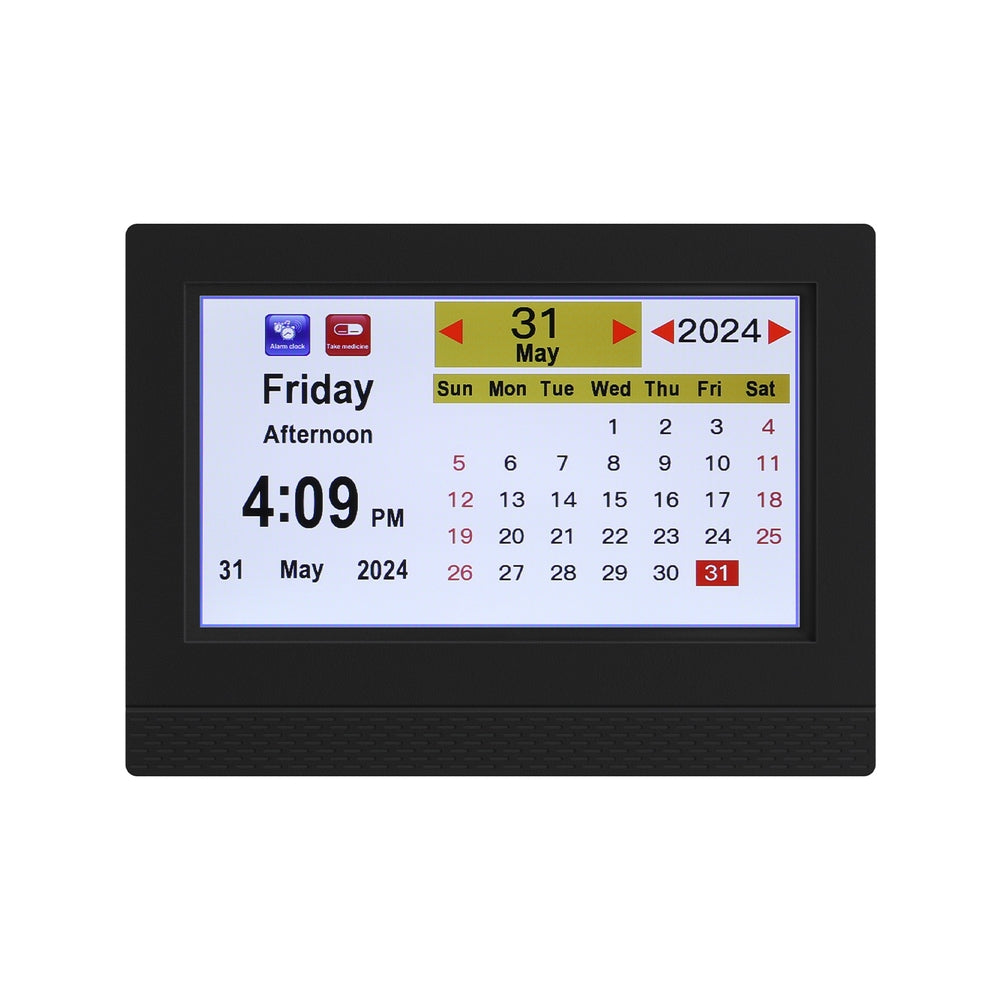 Artiss 7&quot; Digital Day Clock Calendar Alarm Black-Home &amp; Garden &gt; Home &amp; Garden Others-PEROZ Accessories