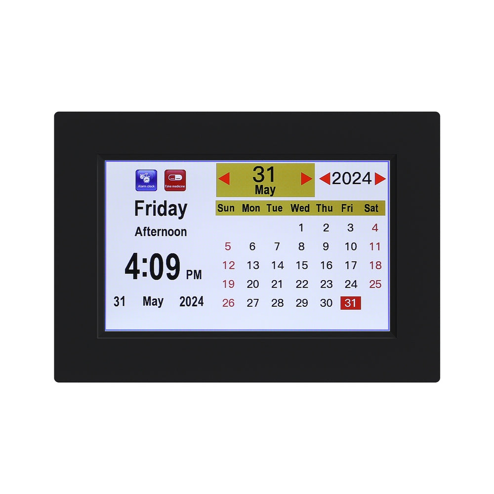 Artiss 8&quot; Digital Day Clock Calendar Alarm Black-Home &amp; Garden &gt; Home &amp; Garden Others-PEROZ Accessories