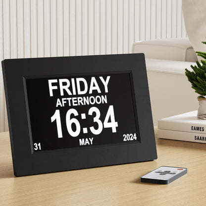 Artiss 8&quot; Digital Day Clock Calendar Alarm Black-Home &amp; Garden &gt; Home &amp; Garden Others-PEROZ Accessories