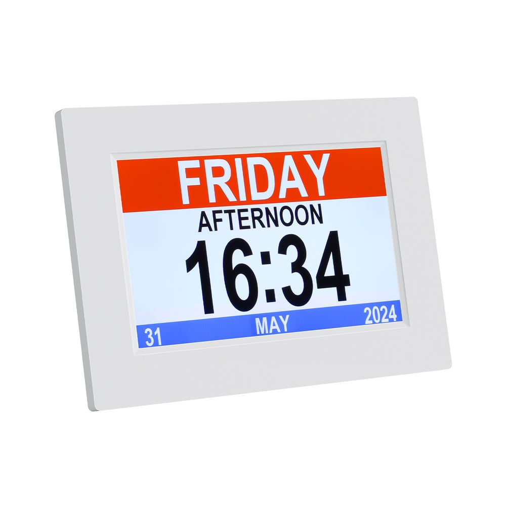 Artiss 8&quot; Digital Day Clock Calendar Alarm White-Home &amp; Garden &gt; Home &amp; Garden Others-PEROZ Accessories