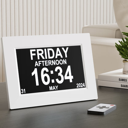 Artiss 8&quot; Digital Day Clock Calendar Alarm White-Home &amp; Garden &gt; Home &amp; Garden Others-PEROZ Accessories