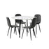 Oikiture Round Dining Table & 4PCS Dining Chairs PU Grey-Dining Sets-PEROZ Accessories