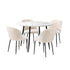 Oikiture Round Dining Table & 4PCS Dining Chairs White Sherpa-Dining Sets-PEROZ Accessories