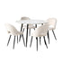 Oikiture Round Dining Table & 4PCS Dining Chairs Sherpa White-Dining Sets-PEROZ Accessories