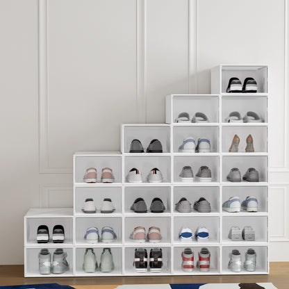 Artiss Shoe Box Rack DIY Set of 24 Stackable White Abel-Shoe Storage Cabinets-PEROZ Accessories