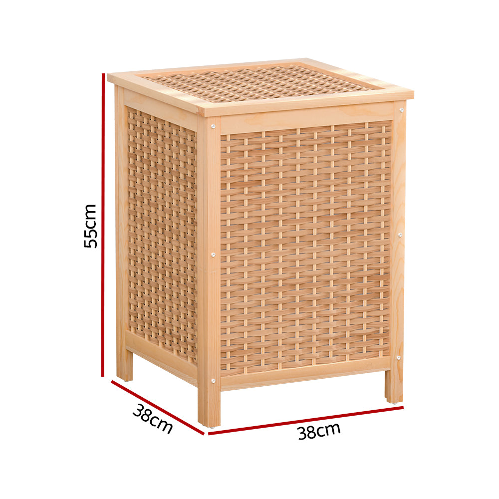 Artiss Laundry Hamper Bathroom Storage Cabinet Wooden Organiser Bag Clothes-Furniture &gt; Bathroom-PEROZ Accessories