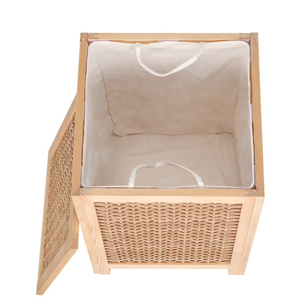 Artiss Laundry Hamper Bathroom Storage Cabinet Wooden Organiser Bag Clothes-Furniture &gt; Bathroom-PEROZ Accessories