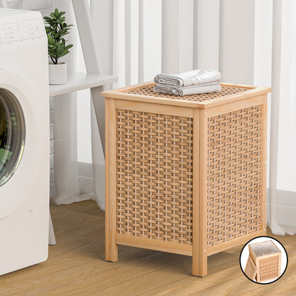 Artiss Laundry Hamper Bathroom Storage Cabinet Wooden Organiser Bag Clothes-Furniture &gt; Bathroom-PEROZ Accessories