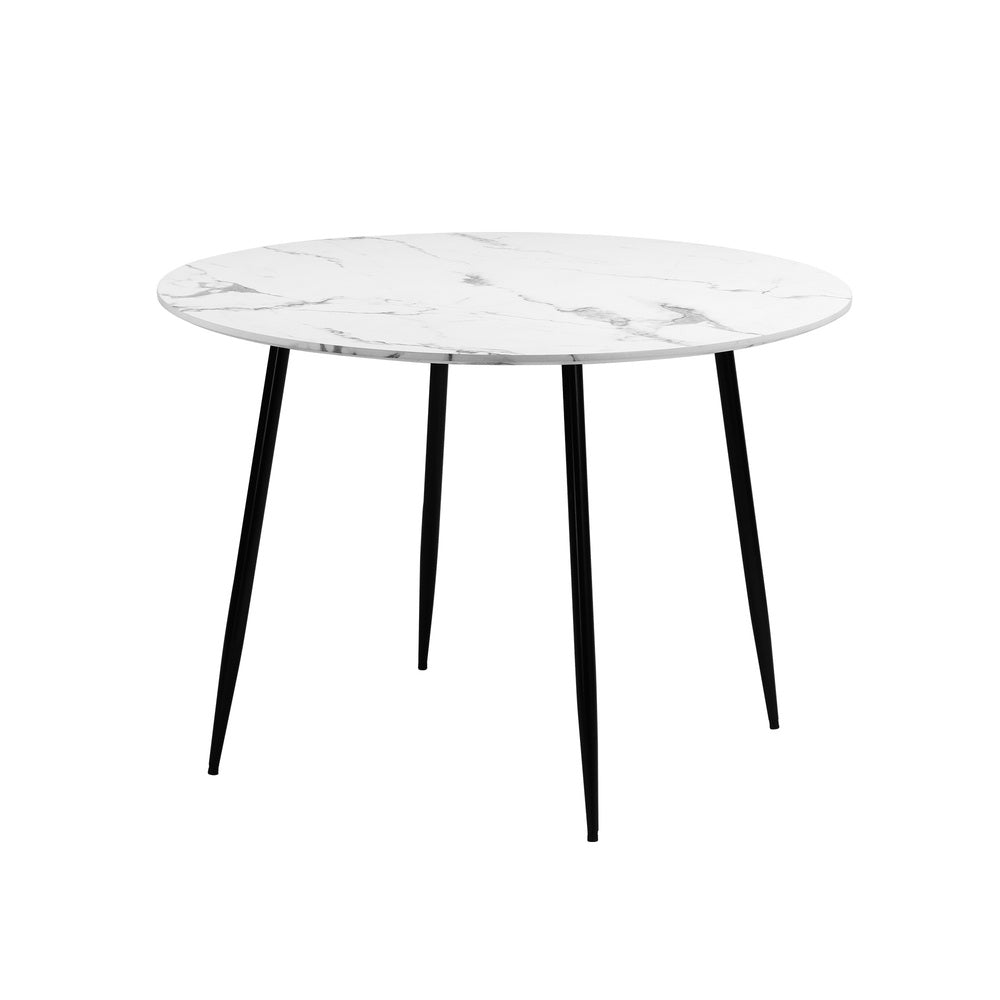 Oikiture 110cm Dining Table with Marble Finish White&amp;Black-Dining Tables-PEROZ Accessories