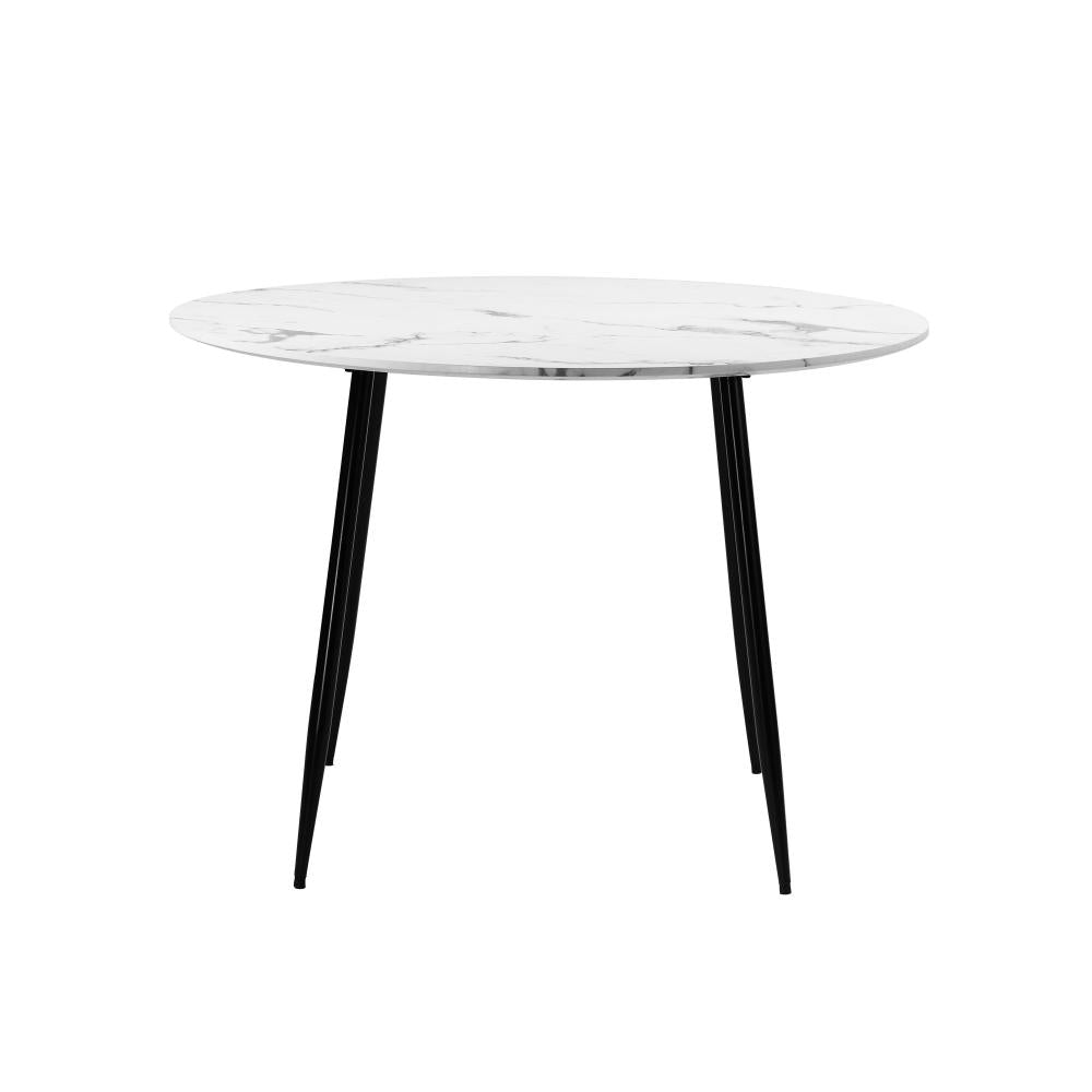 Oikiture 110cm Dining Table with Marble Finish White&amp;Black-Dining Tables-PEROZ Accessories