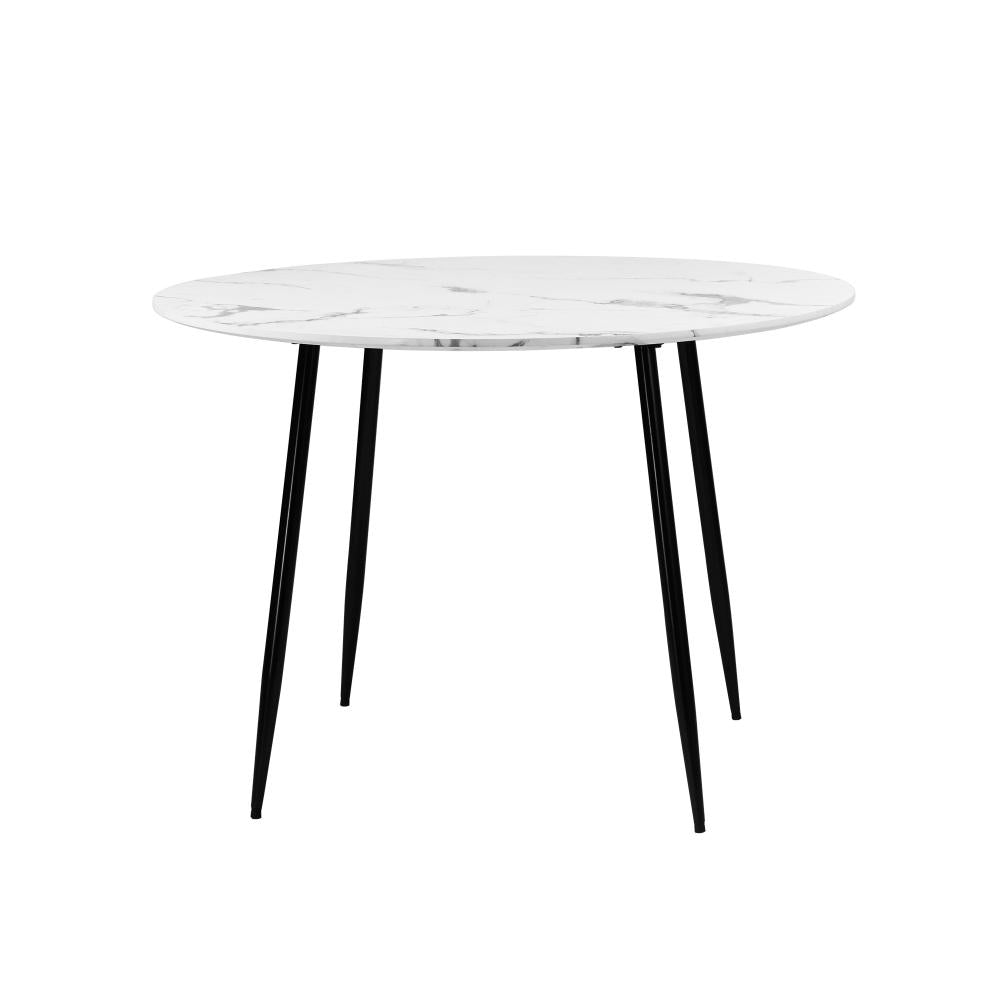 Oikiture 110cm Dining Table with Marble Finish White&amp;Black-Dining Tables-PEROZ Accessories