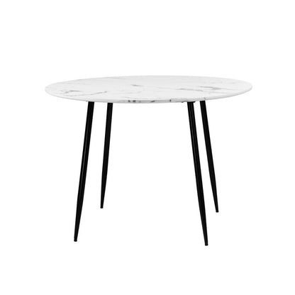 Oikiture 110cm Dining Table with Marble Finish White&amp;Black-Dining Tables-PEROZ Accessories