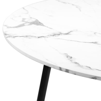 Oikiture 110cm Dining Table with Marble Finish White&amp;Black-Dining Tables-PEROZ Accessories