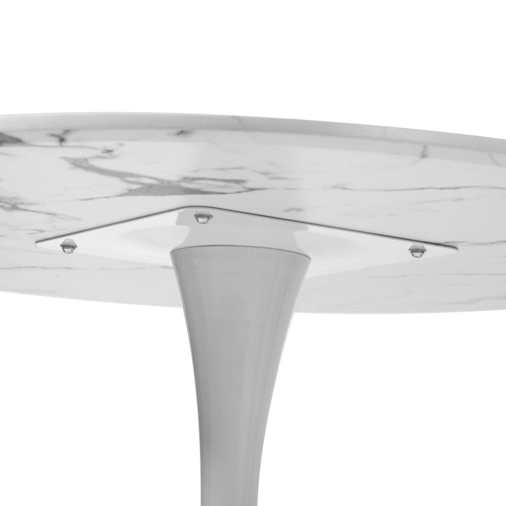 Oikiture 90cm Dining Table Kitchen Marble Tulip Round Metal Leg White-Dining Table-PEROZ Accessories